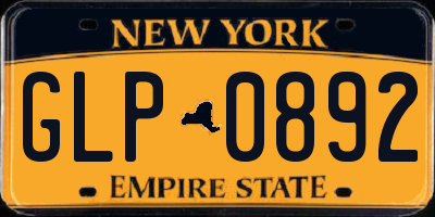 NY license plate GLP0892