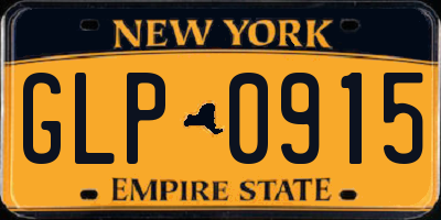 NY license plate GLP0915