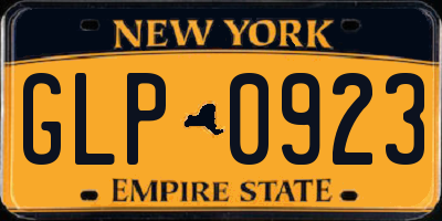 NY license plate GLP0923