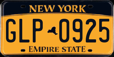 NY license plate GLP0925
