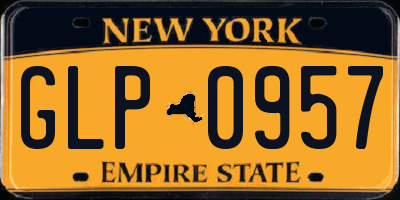 NY license plate GLP0957