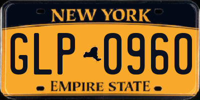 NY license plate GLP0960