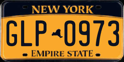 NY license plate GLP0973