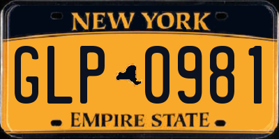 NY license plate GLP0981