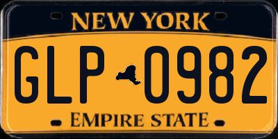 NY license plate GLP0982