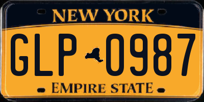 NY license plate GLP0987