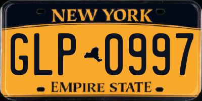 NY license plate GLP0997