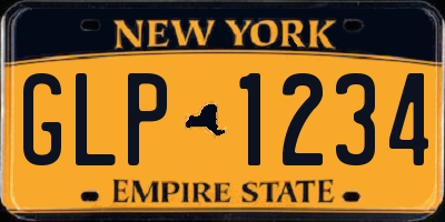 NY license plate GLP1234
