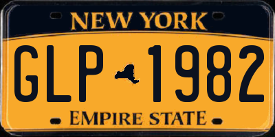 NY license plate GLP1982