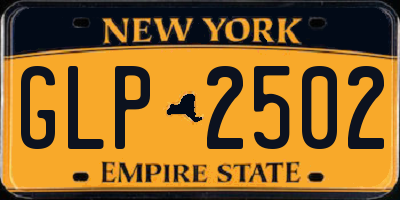 NY license plate GLP2502