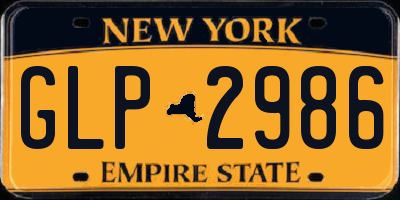 NY license plate GLP2986