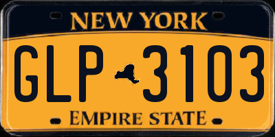 NY license plate GLP3103