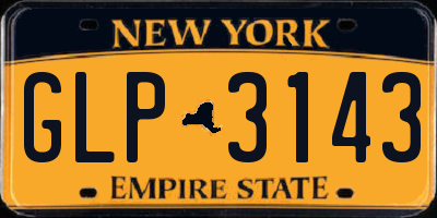 NY license plate GLP3143