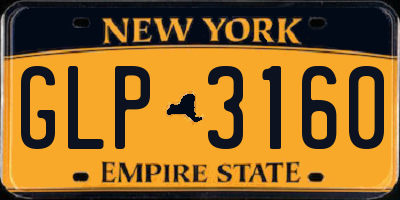 NY license plate GLP3160