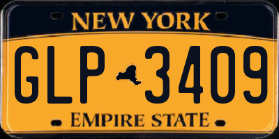 NY license plate GLP3409