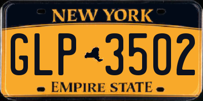 NY license plate GLP3502