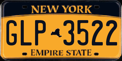 NY license plate GLP3522