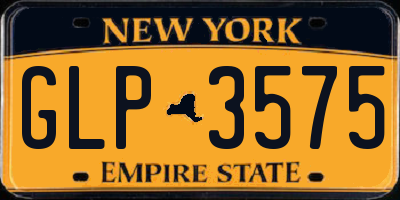 NY license plate GLP3575