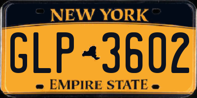 NY license plate GLP3602