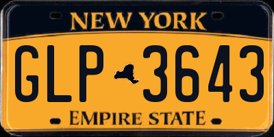 NY license plate GLP3643