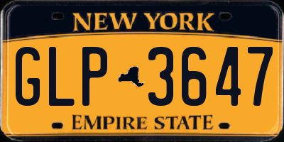 NY license plate GLP3647