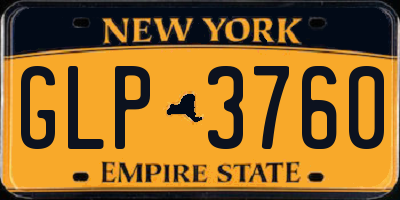 NY license plate GLP3760