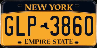 NY license plate GLP3860