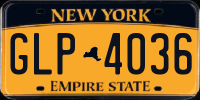 NY license plate GLP4036