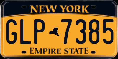 NY license plate GLP7385