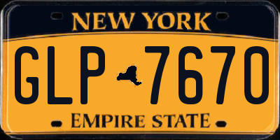 NY license plate GLP7670