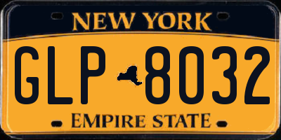 NY license plate GLP8032