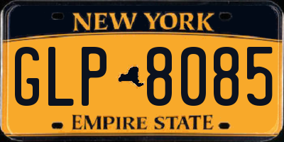 NY license plate GLP8085
