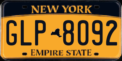 NY license plate GLP8092