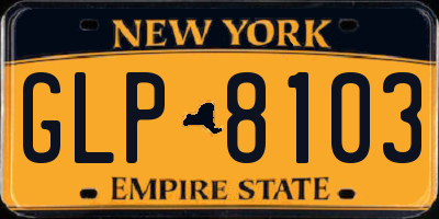 NY license plate GLP8103