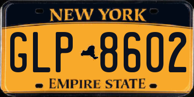 NY license plate GLP8602