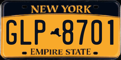 NY license plate GLP8701