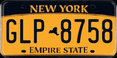 NY license plate GLP8758