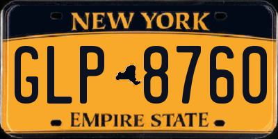 NY license plate GLP8760