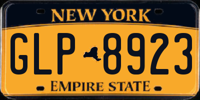 NY license plate GLP8923