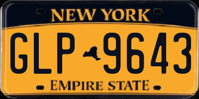 NY license plate GLP9643