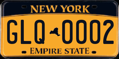 NY license plate GLQ0002