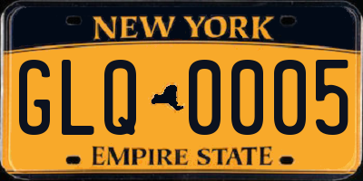 NY license plate GLQ0005
