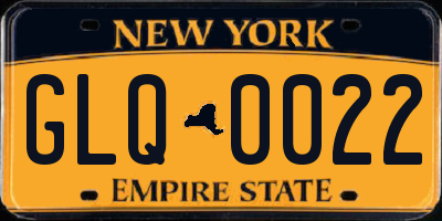 NY license plate GLQ0022