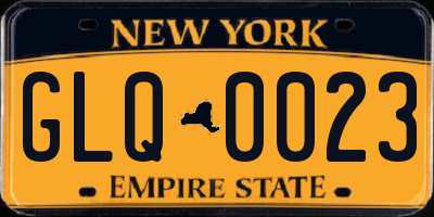 NY license plate GLQ0023