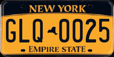 NY license plate GLQ0025