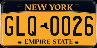 NY license plate GLQ0026