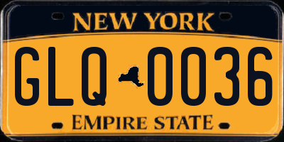 NY license plate GLQ0036