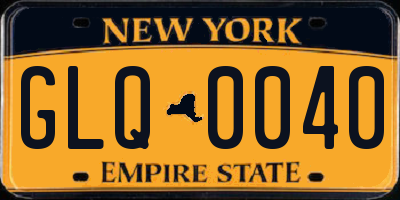 NY license plate GLQ0040