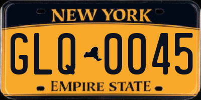NY license plate GLQ0045