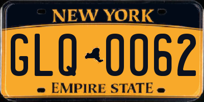NY license plate GLQ0062